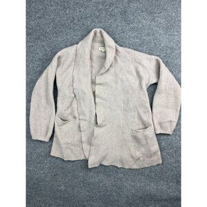 Repeat Cardigan 100% Merino Wool Women's 40 Medium Beige Open Cascading
